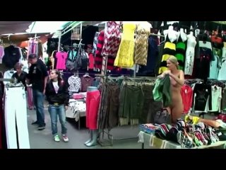 lady gets naked at market trying on clothes 480p